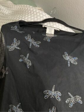Victoria Jones Woman Black Blouse with Light Cross Print